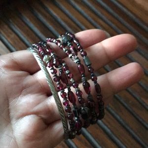 Bundle of six bracelets bangles boho gemstone